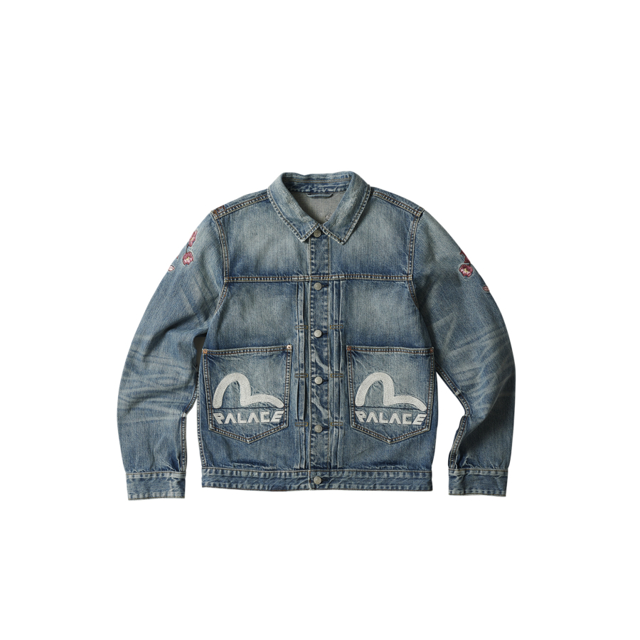 Palace Evisu Type One Denim Jacket Stone Wash - Palace Evisu 2023 