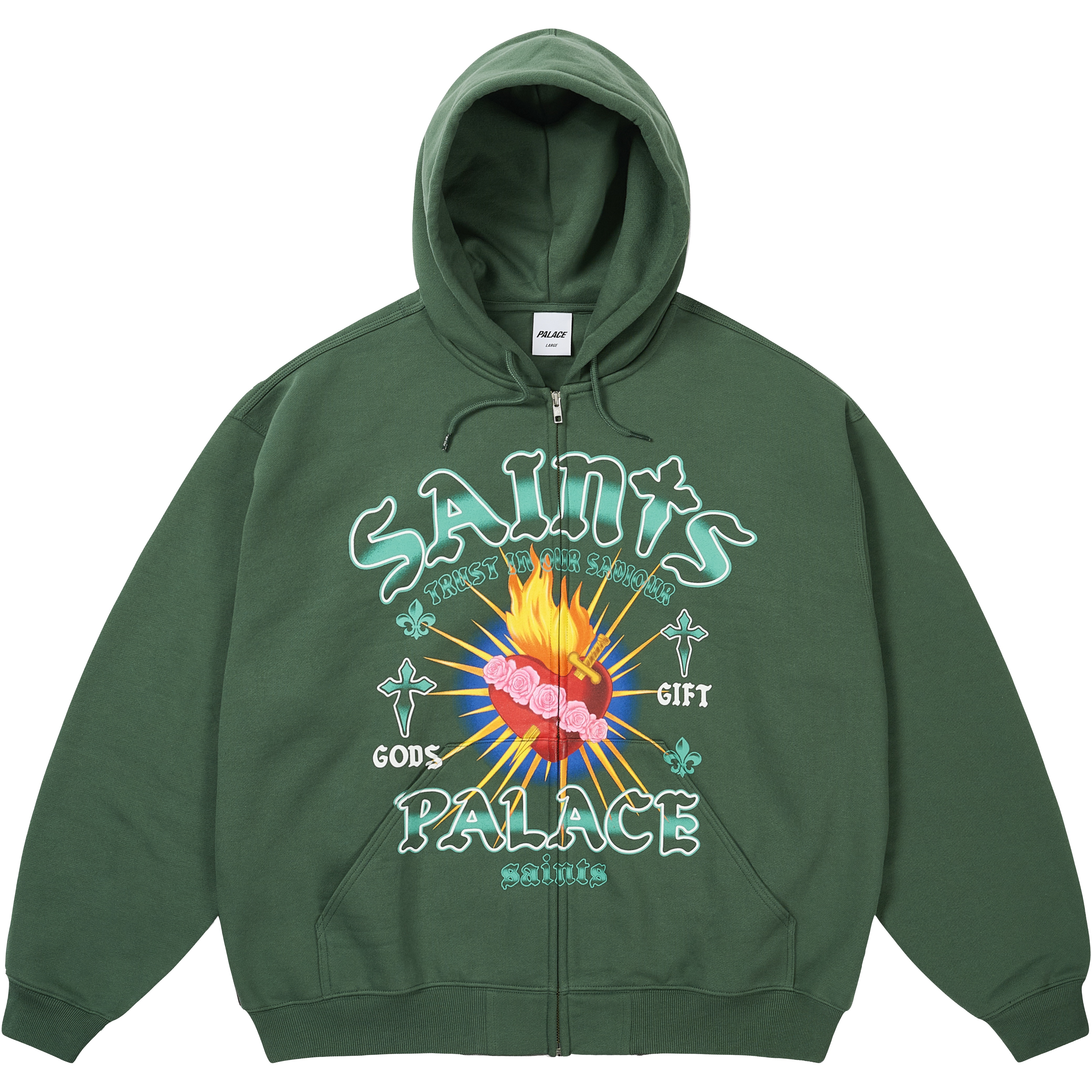 Palace GODS GIFT ZIP HOOD RACEY GREEN