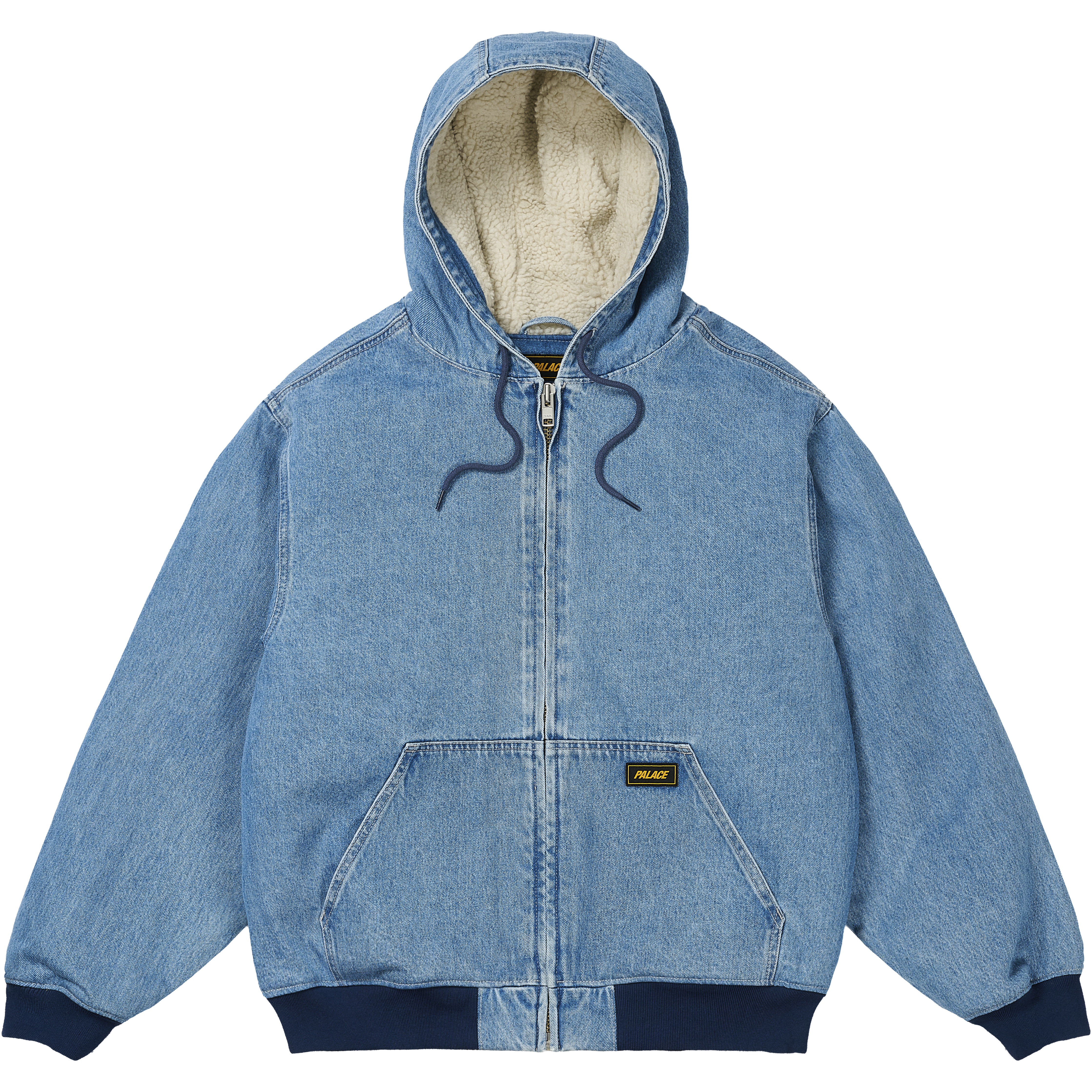 Palace HOODED SHERP JACKET DISTRESSED LIGHT STONE WASH