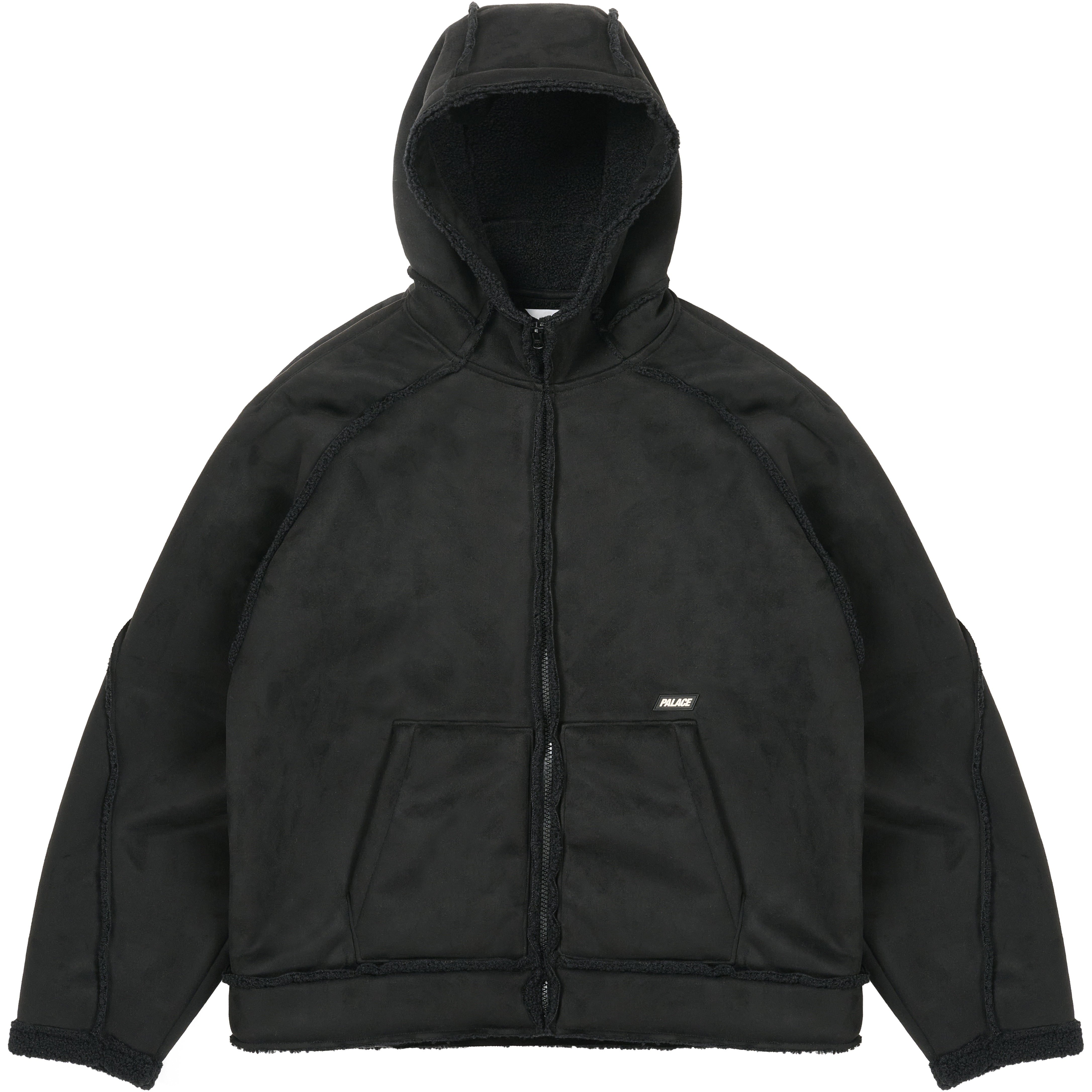 Palace SHERPA FAUX SUEDE HOODED JACKET BLACK