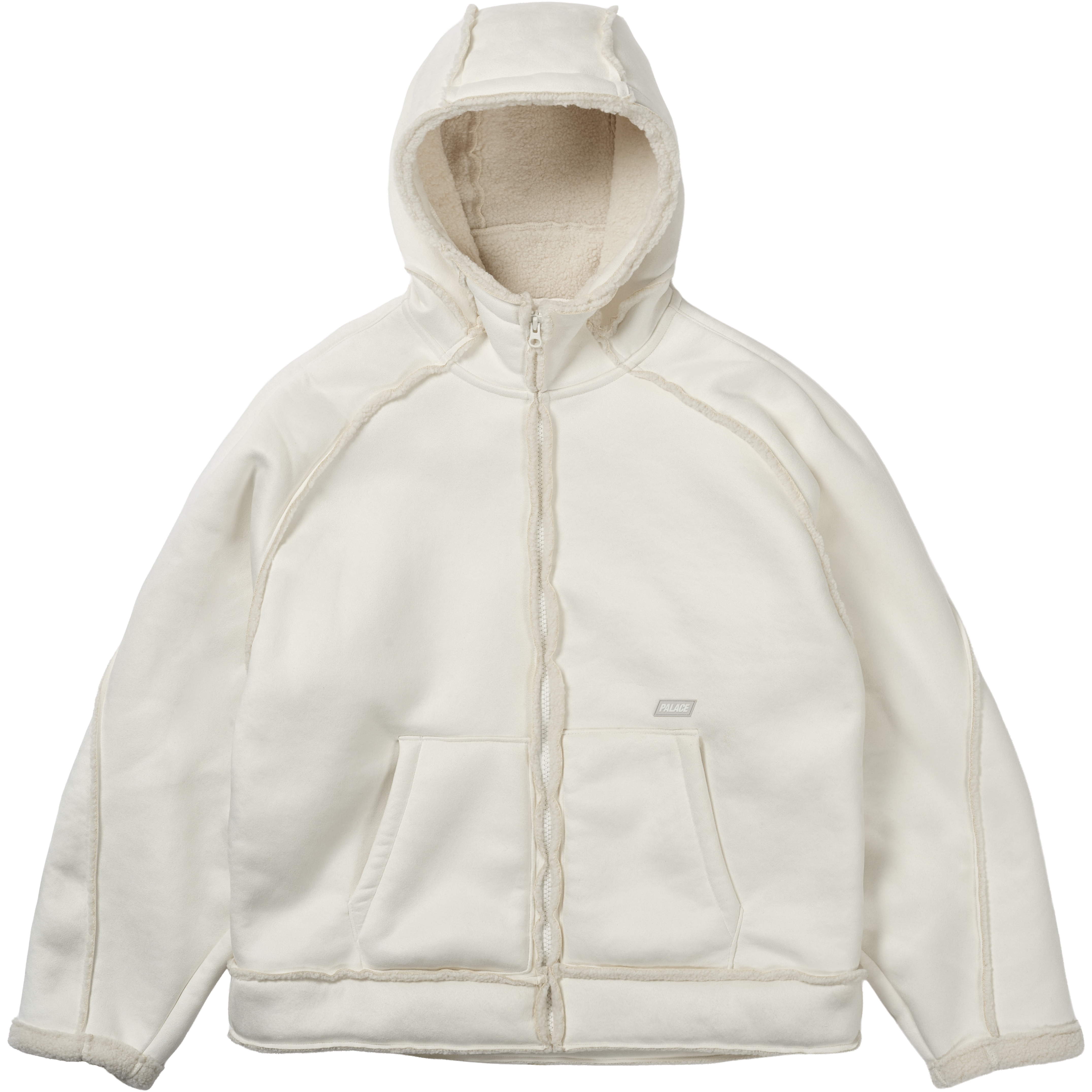 Palace SHERPA FAUX SUEDE HOODED JACKET WHITE