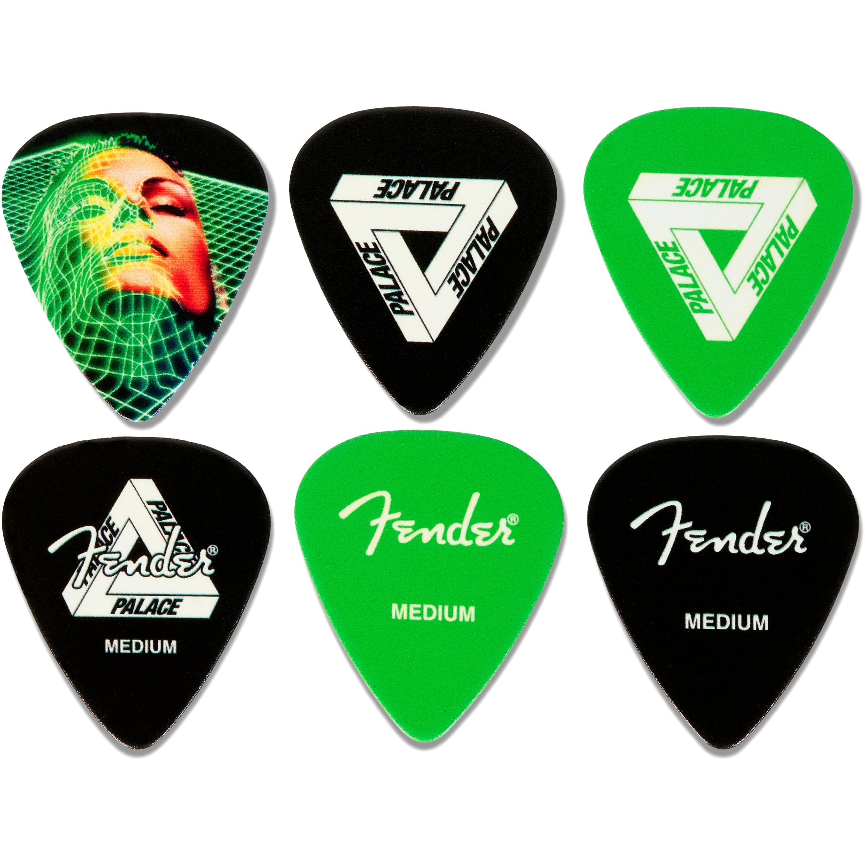 Thumbnail PALACE FENDER MEDIUM PICK 6 PACK GREEN one color