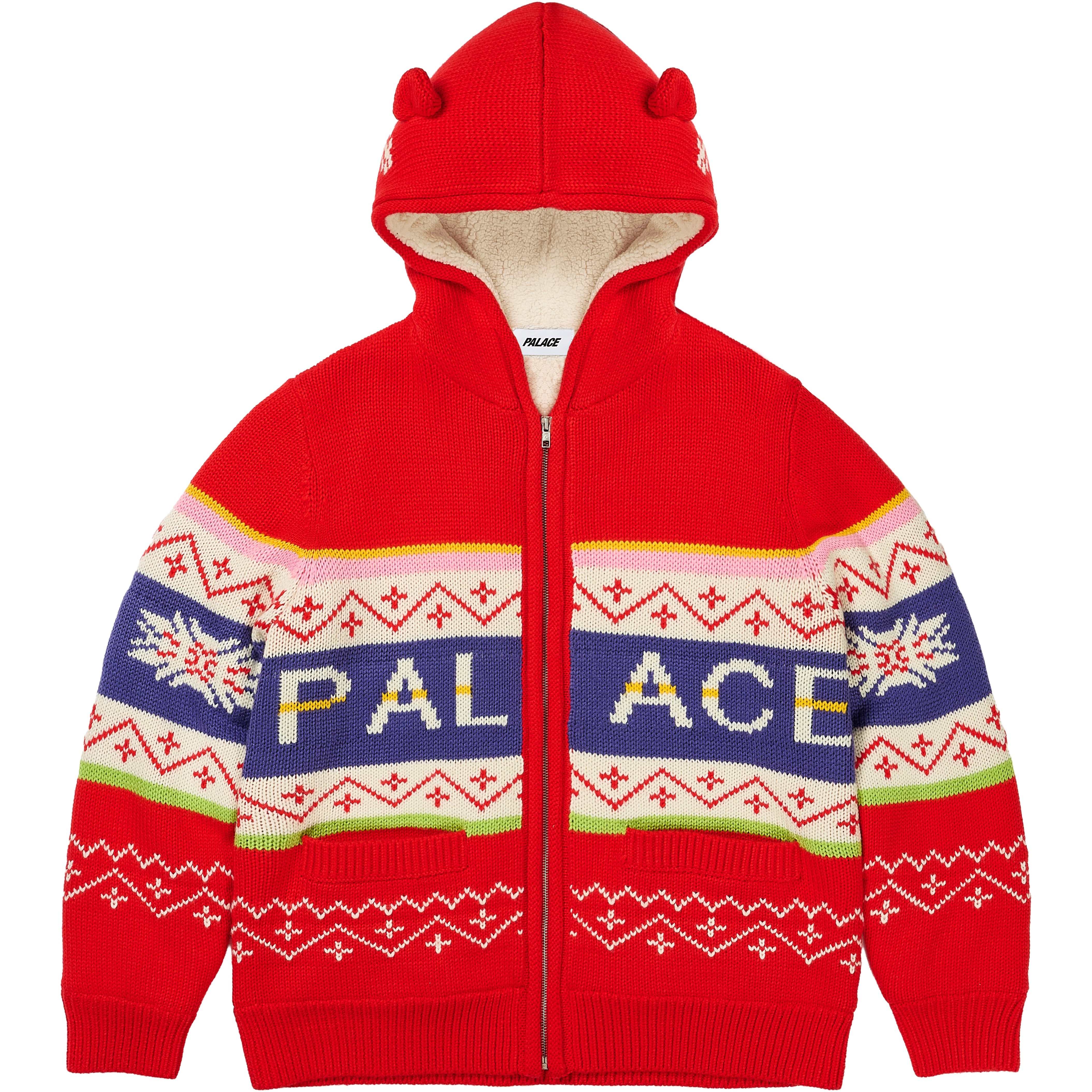 Thumbnail PALACE LOVES ME HOODED KNIT RED one color