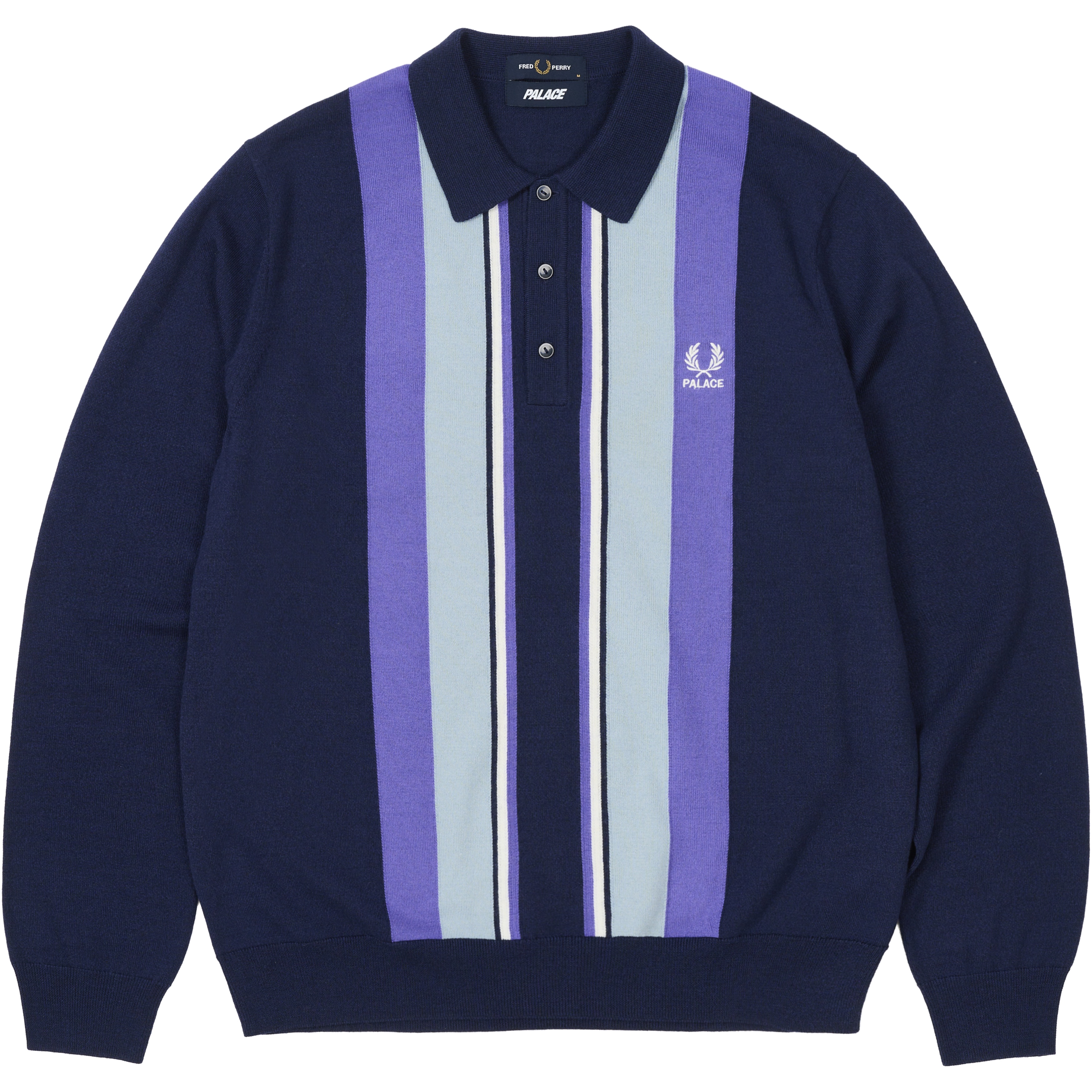 PALACE FRED PERRY LONG SLEEVE KNITTED SHIRT PEACOAT one color