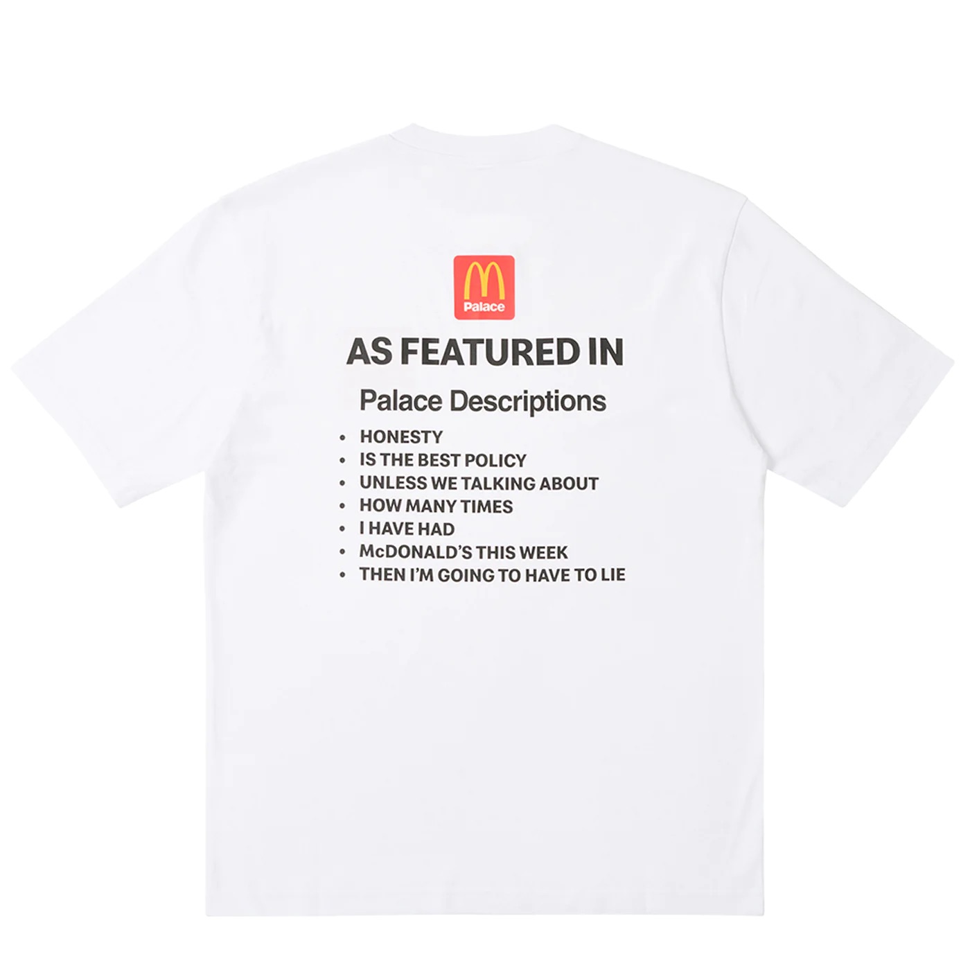 Palace Mcdonald's Description T-Shirt 1 White - Palace McDonalds