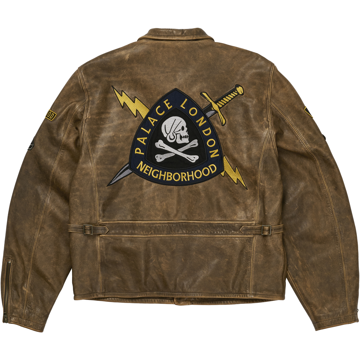 Thumbnail PALACE NEIGHBORHOOD BIKER LEATHER JACKET BROWN one color