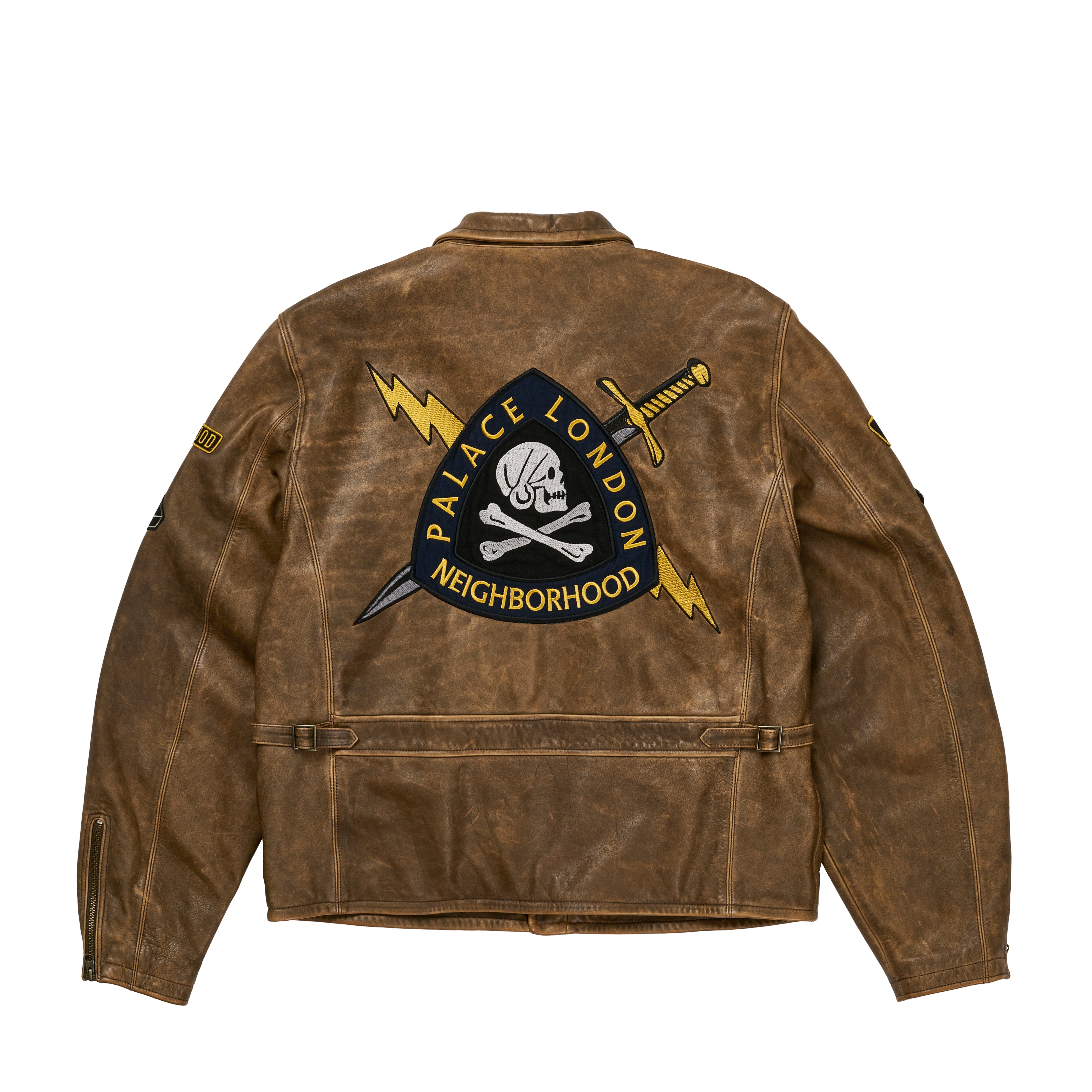 Palace Neighborhood Biker Leather Jacket Brown - Palace