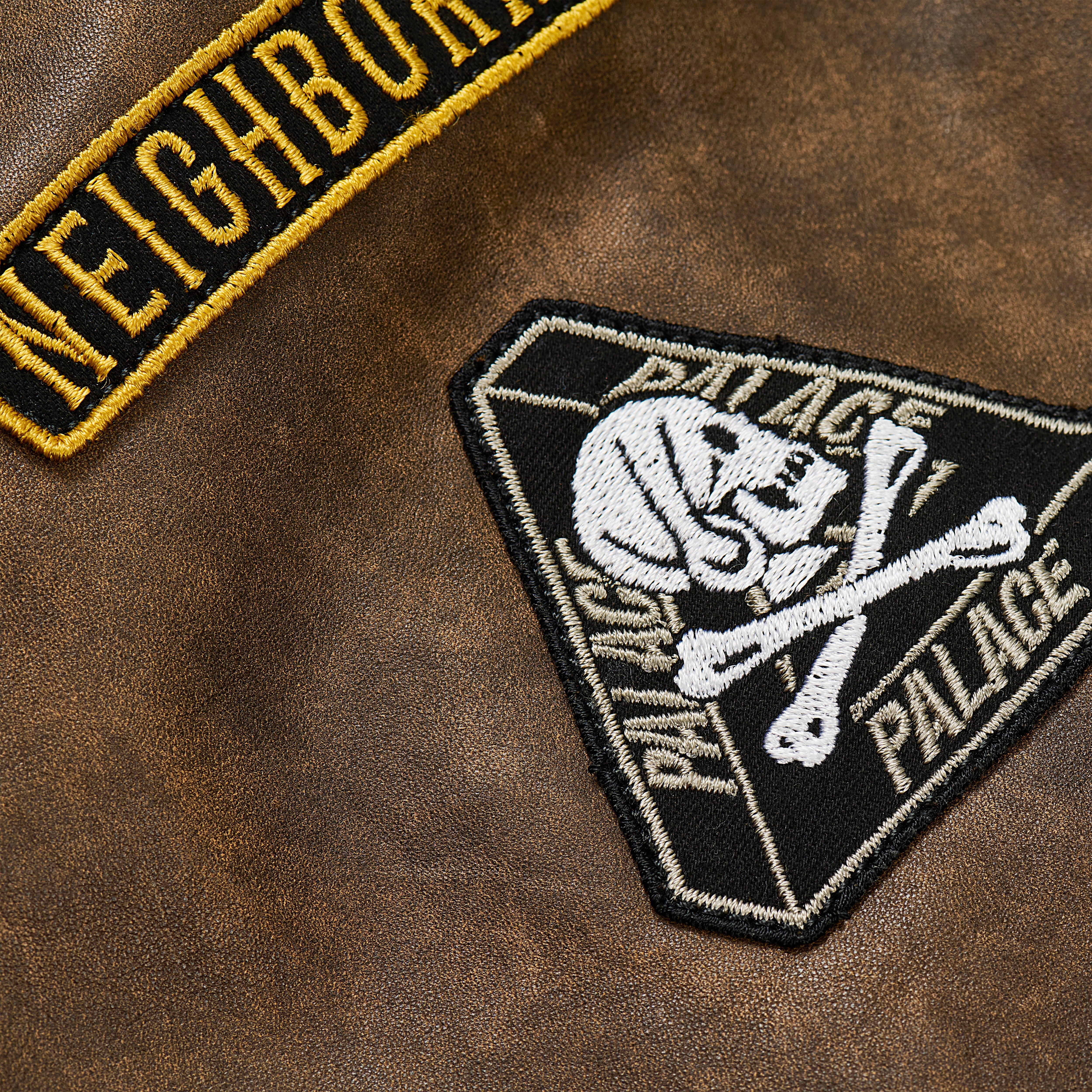 Thumbnail PALACE NEIGHBORHOOD BIKER LEATHER JACKET BROWN one color