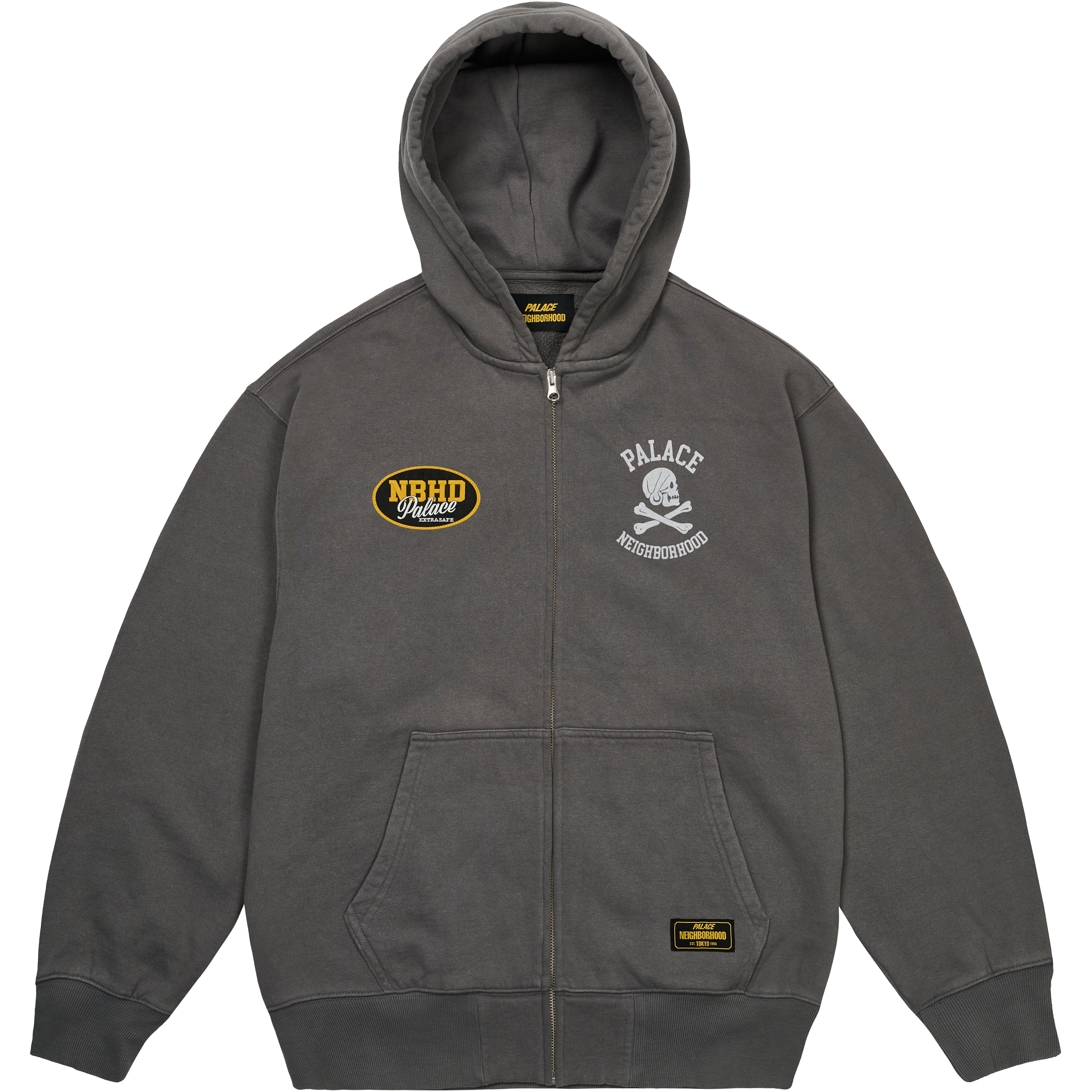 Thumbnail PALACE NEIGHBORHOOD SKULL ZIP HOOD CHARCOAL one color