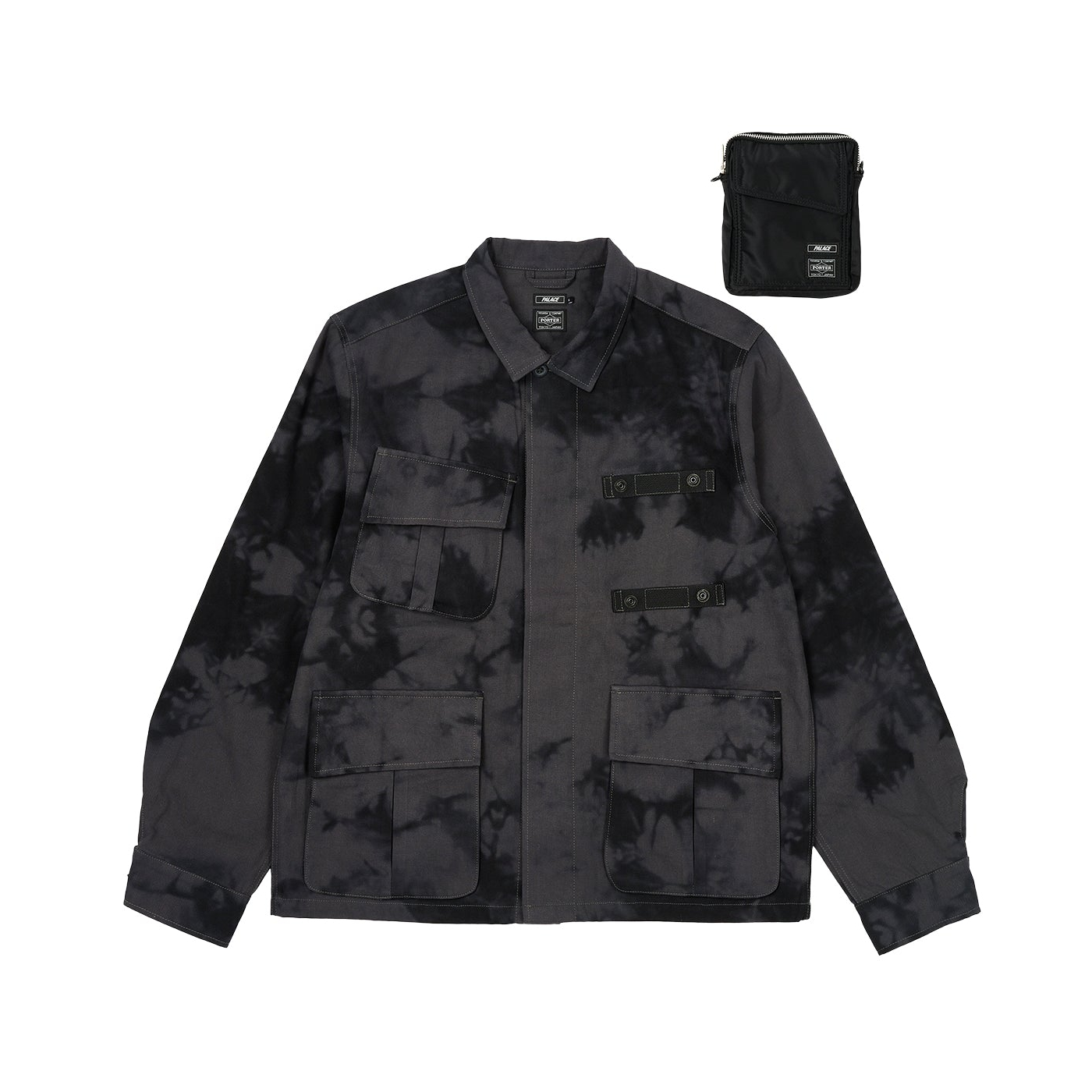 Palace Porter Jacket Black Wave Dye - Palace Porter 2023 - Palace