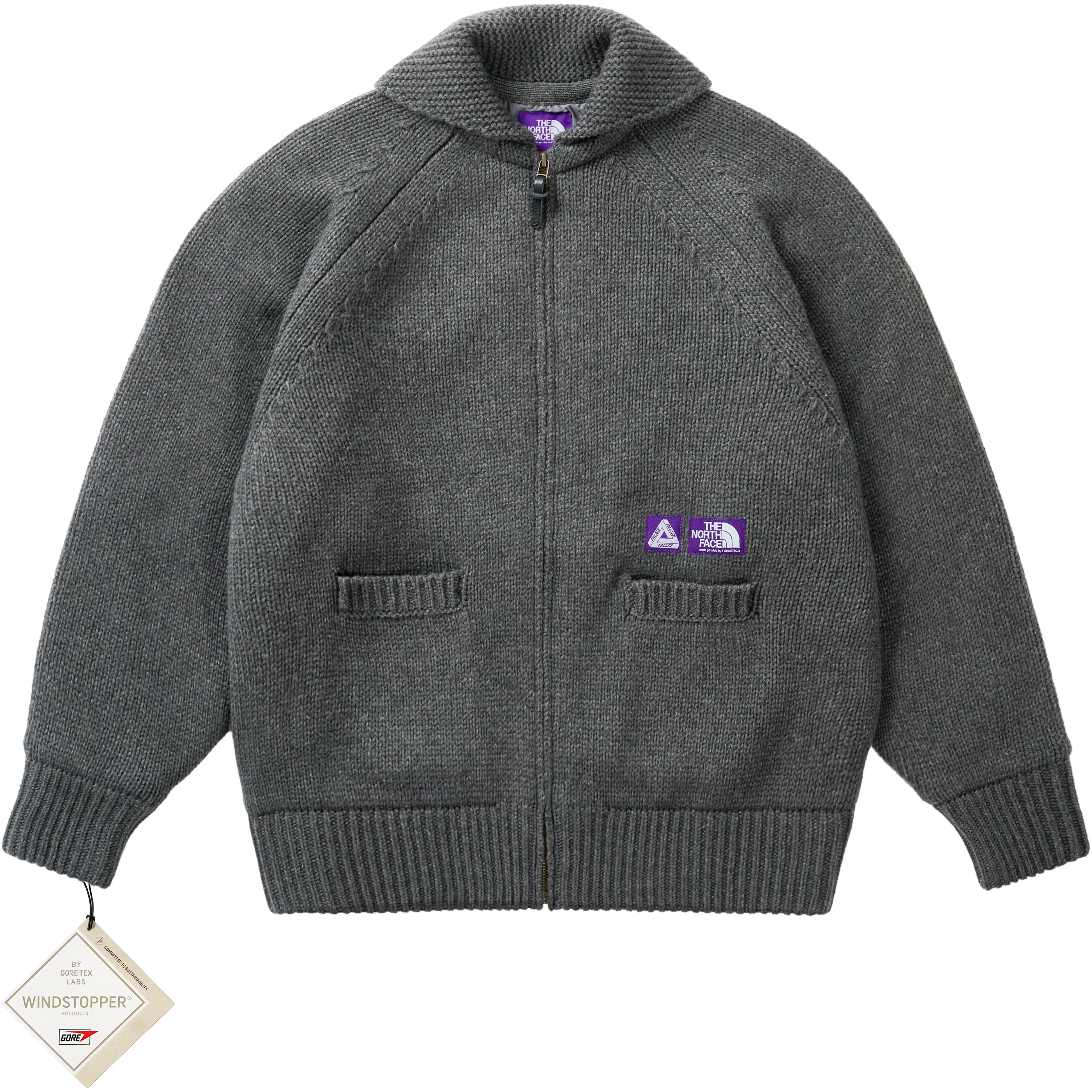 Palace PALACE THE NORTH FACE PURPLE LABEL WINDSTOPPER FIELD KNIT ASPHALT GRAY