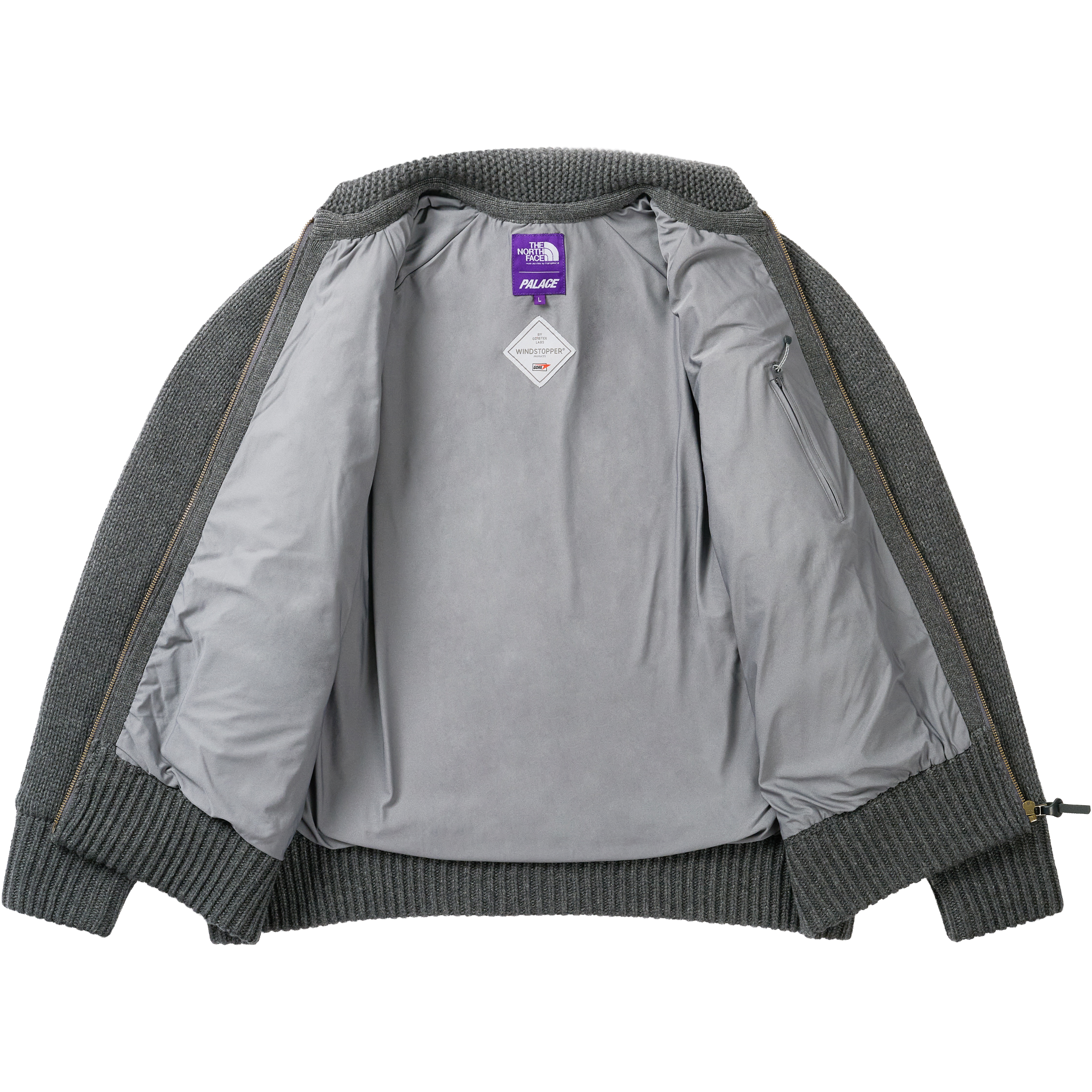 Thumbnail PALACE THE NORTH FACE PURPLE LABEL WINDSTOPPER FIELD KNIT ASPHALT GRAY one color