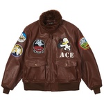 Thumbnail LEATHER FLIGHT JACKET  BROWN one color
