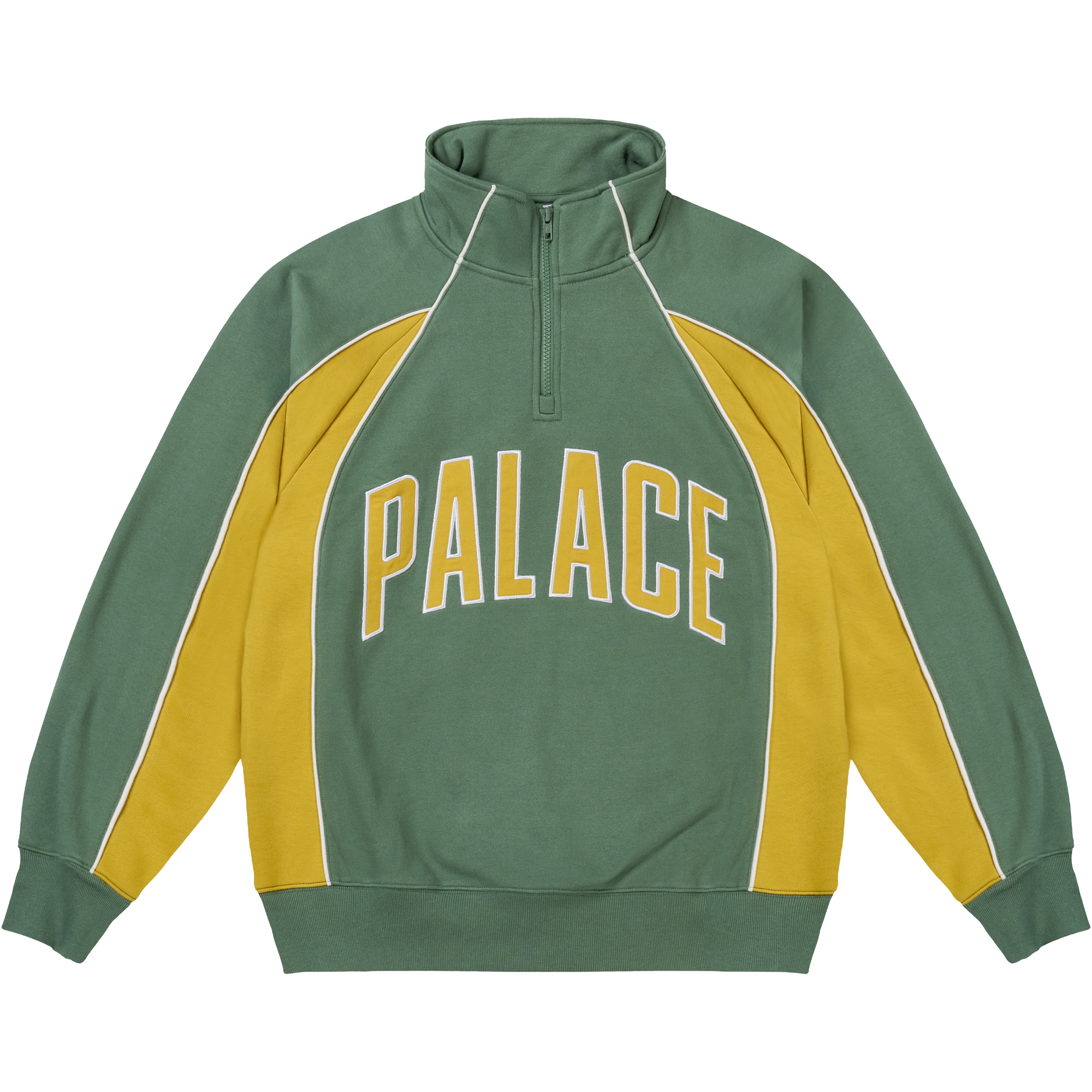 Palace COURTSIDE 1/4 ZIP RACEY GREEN / SUNNY YELLOW