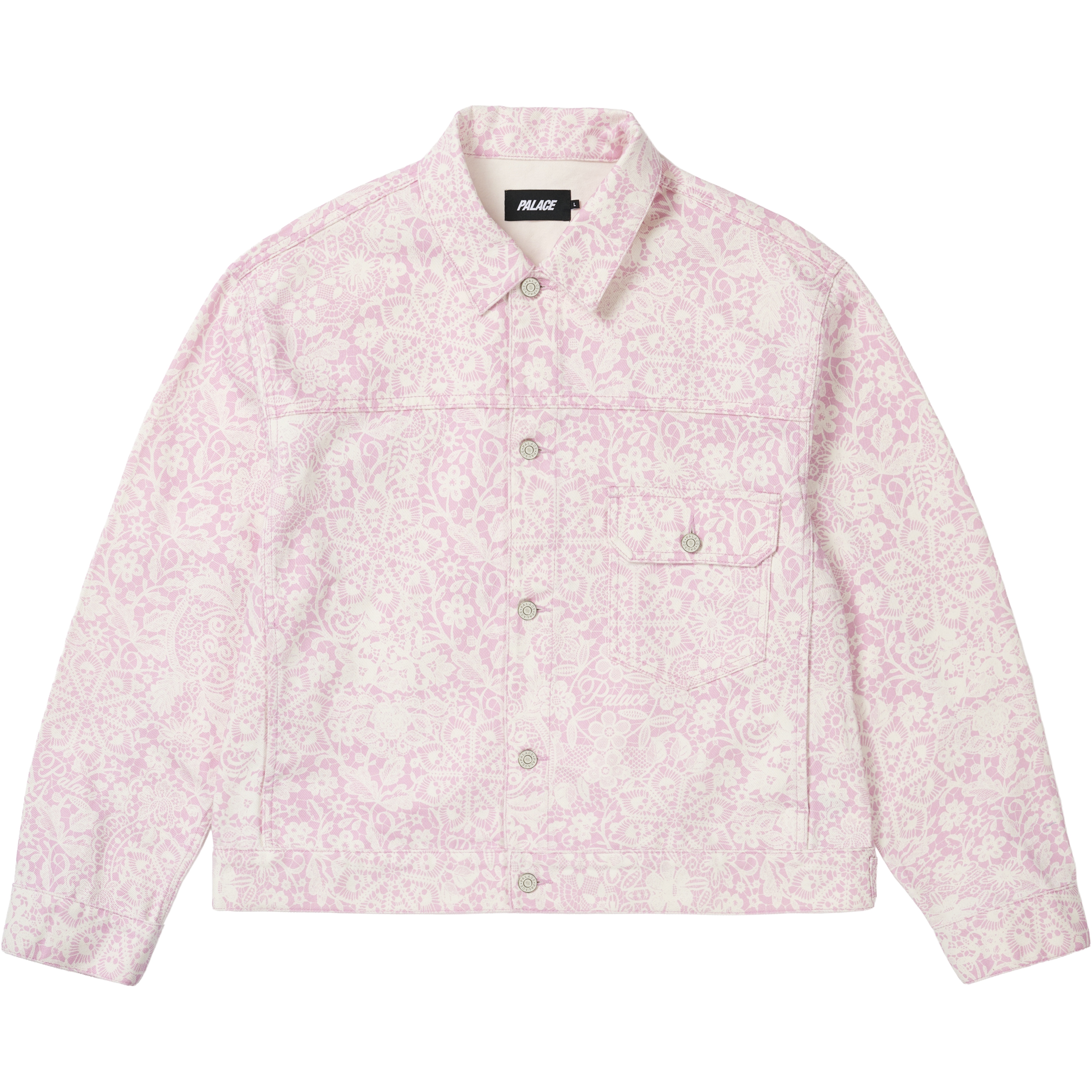 Palace LACE BLEACHED DENIM JACKET PINK DENIM