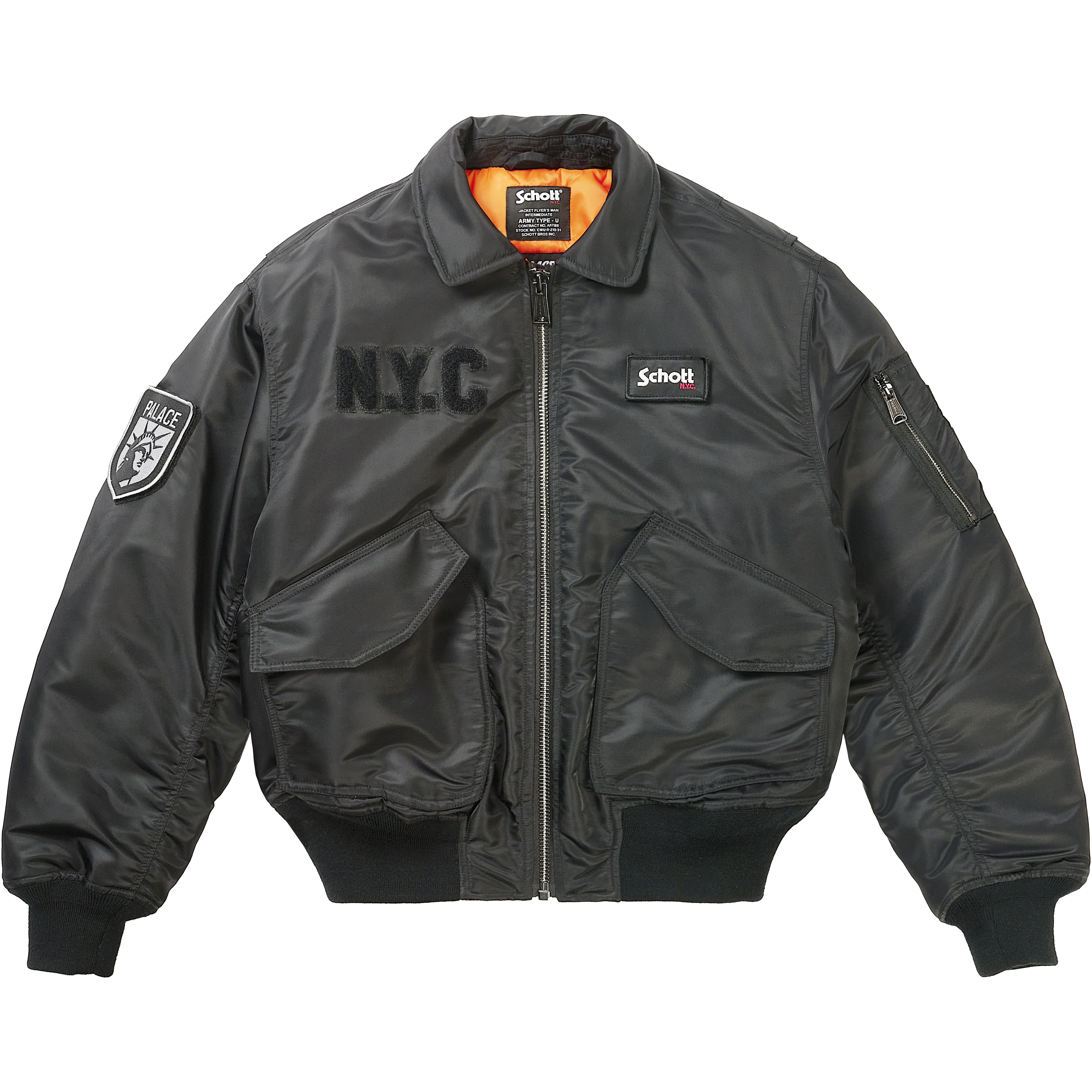 Palace PALACE SCHOTT CWU 90'S FIT BOMBER JACKET BLACK