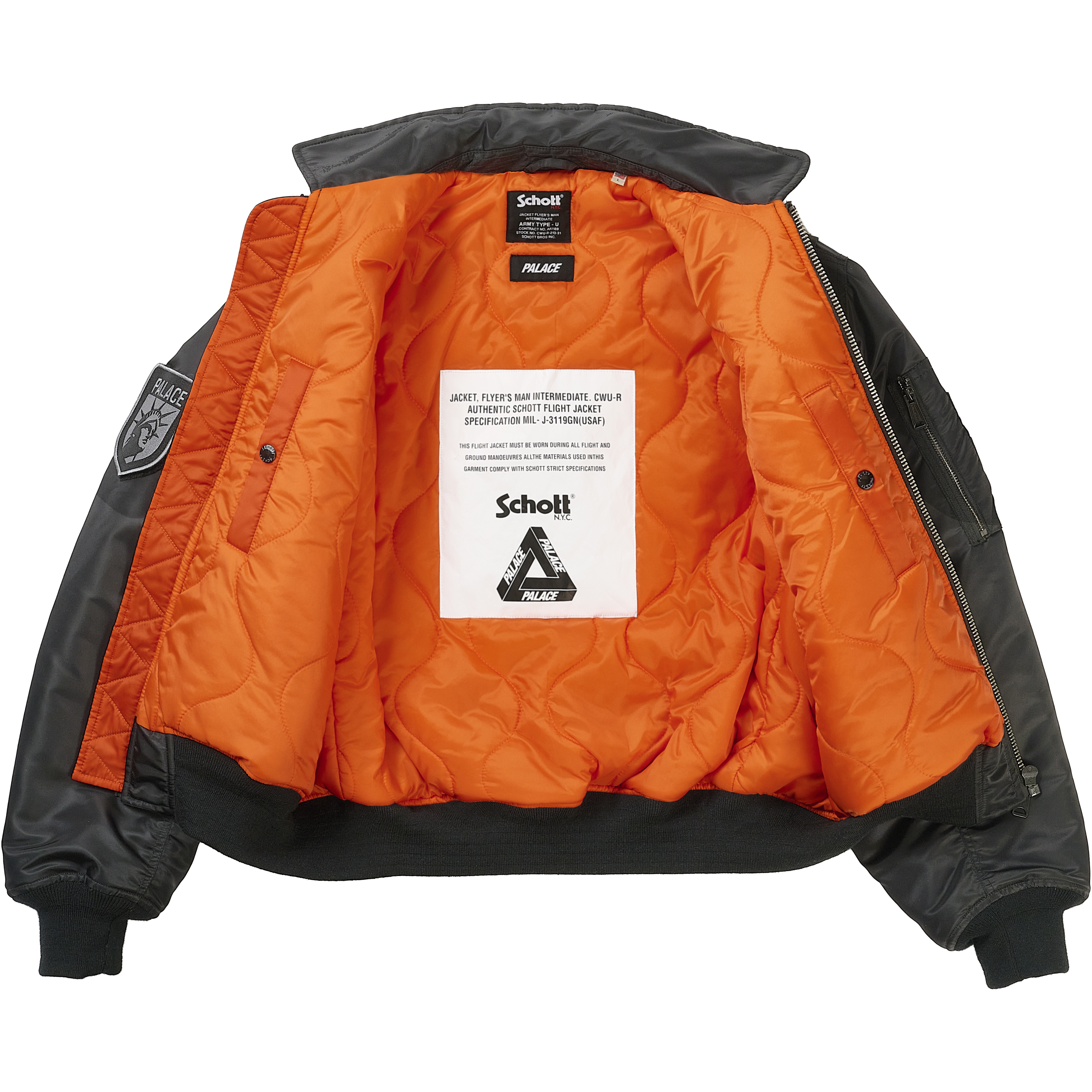 Thumbnail PALACE SCHOTT CWU 90'S FIT BOMBER JACKET BLACK one color