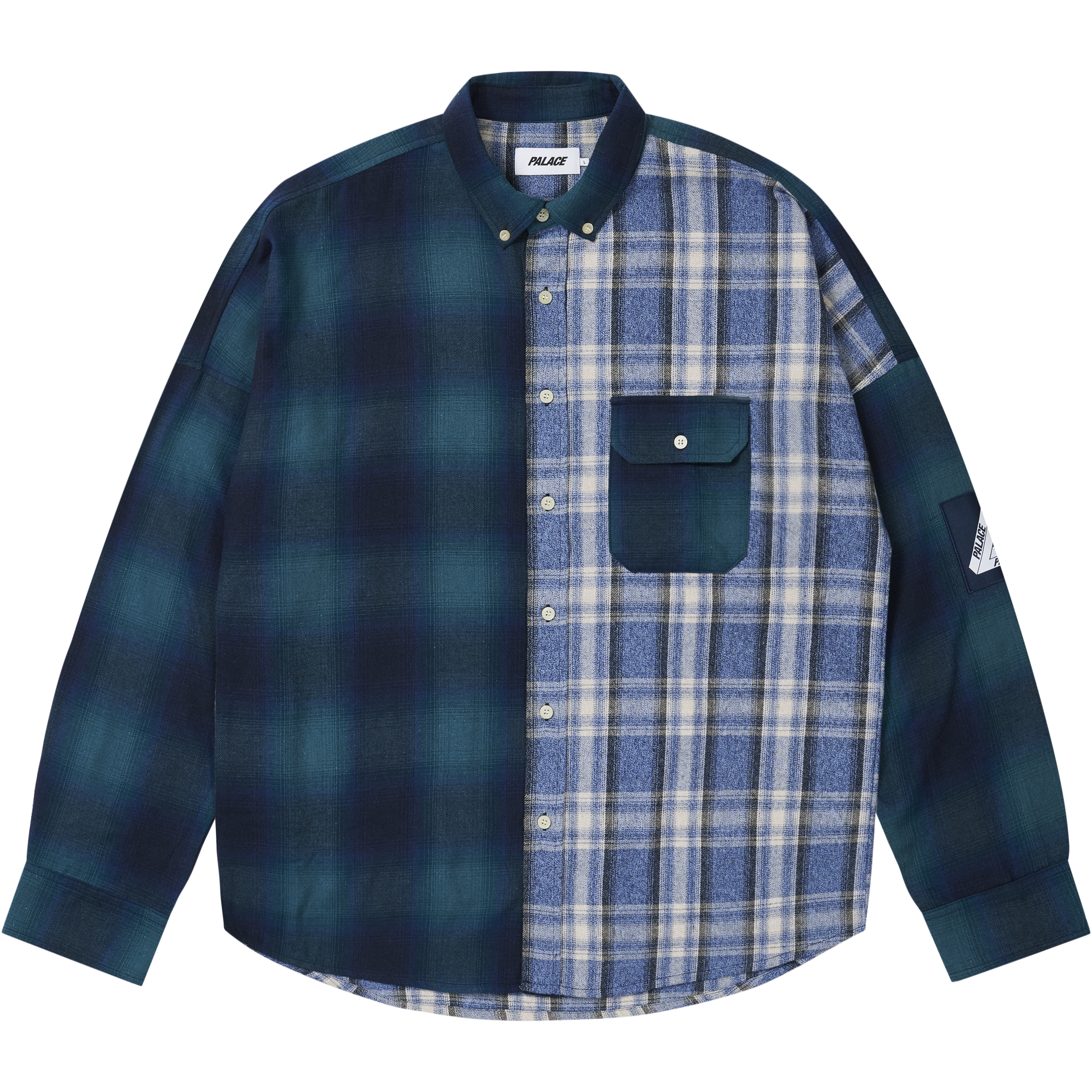 Palace PATCHY FLANNEL SHIRT BLUE