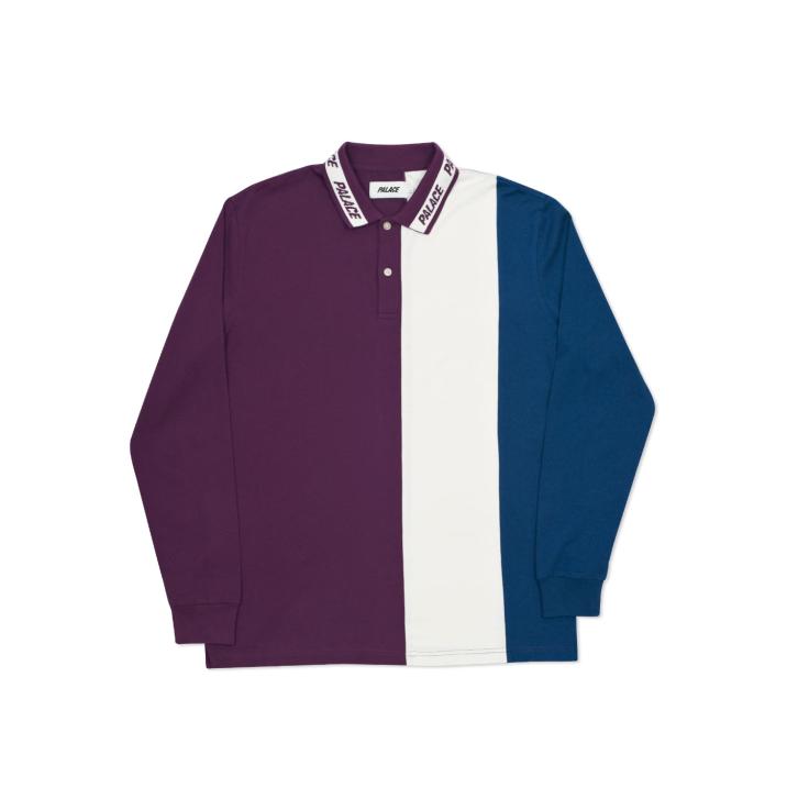 Thumbnail VERTICAL TRI STRIPE L/S POLO PURPLE / WHITE / TEAL one color