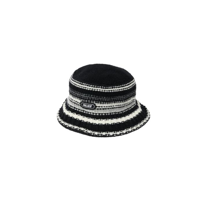 STRIPY KNITTED BUCKET HAT BLACK one color
