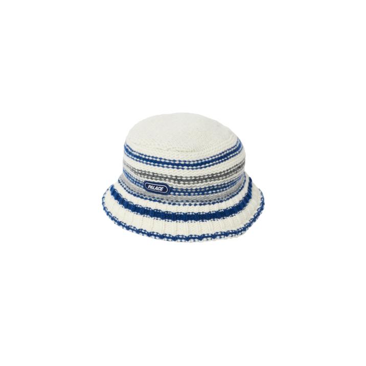 STRIPY KNITTED BUCKET HAT WHITE one color