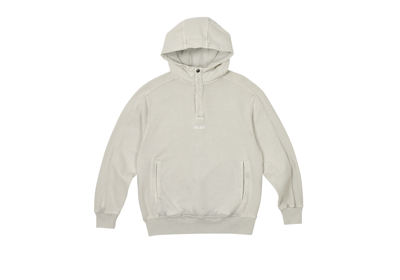 Washed Terry 1/4 Placket Hood Smoke Grey - Summer 2023 - Palace Community