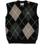 Thumbnail ARGYLE KNIT VEST BLACK / GREY one color
