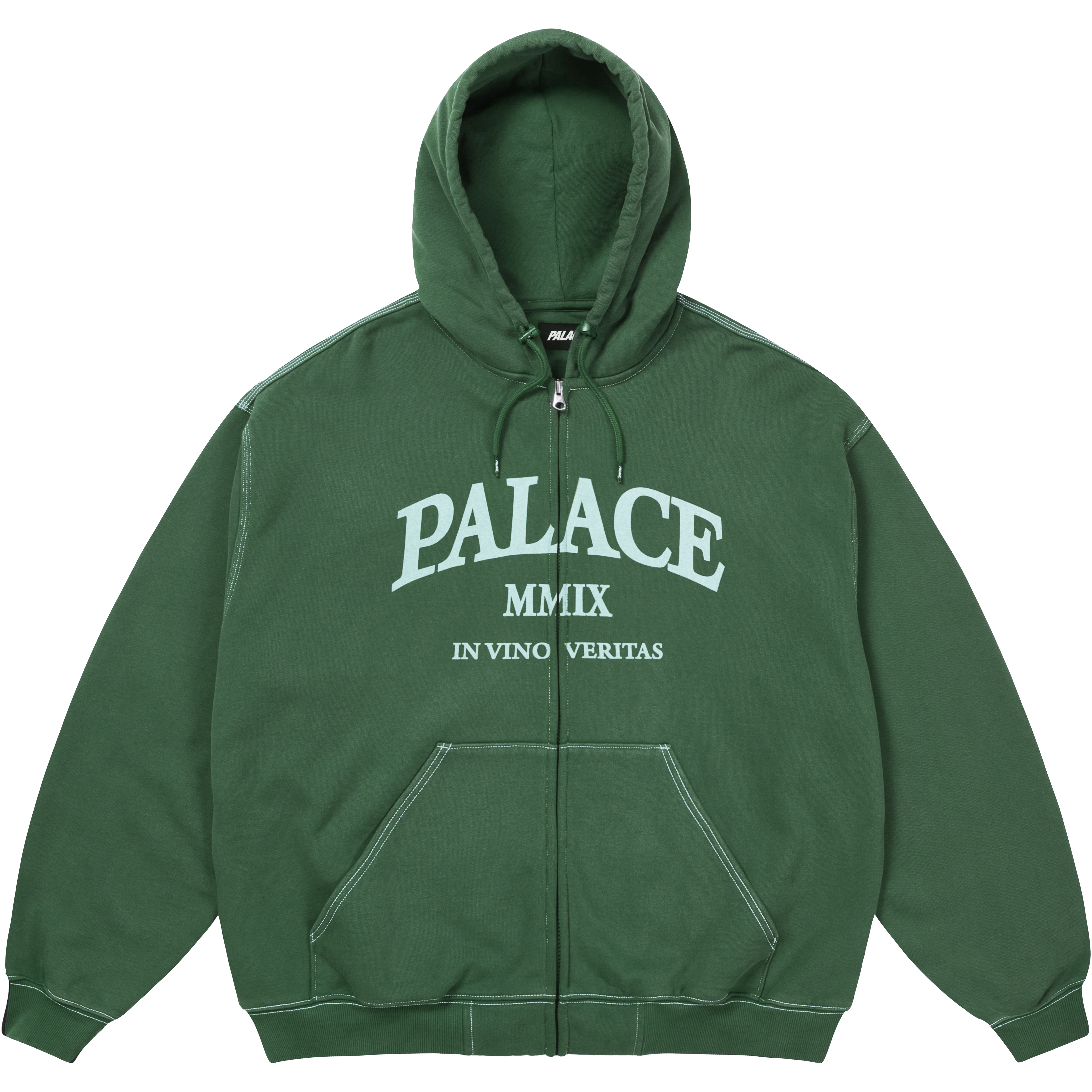 Palace TRIPLE STITCH VERITAS ZIP HOOD RACEY GREEN